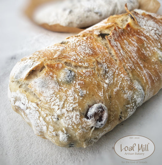 This bread is made with a lot of patience, allowing the dough to slow ferment for 24 hours.  Kalamata olives, black olives, green olives, thyme and lemon zest completes the Mediterranean flavor.  Dip it in extra virgin olive oil with a splash of balsamic and a dash of Montreal seasoning.  *Slow proofed for maximum flavour!
